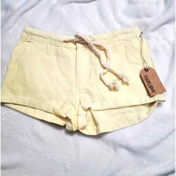 NWT Harlow Coastal Linen Cotton Blend Shorts Yellow M - Picture 3 of 14